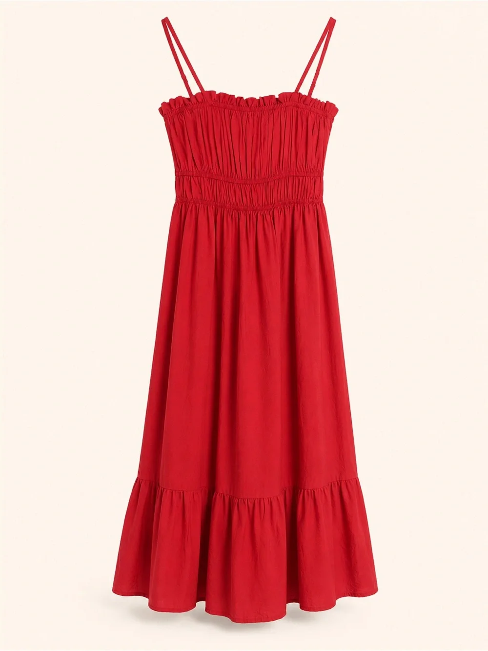 Popular 21 Red Smocked Ruffle Strap Midi Dress Size Small